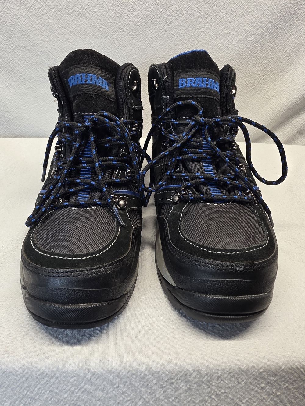 Brahma Men's Black and Blue Work Boots Reinforced Toe Size 8